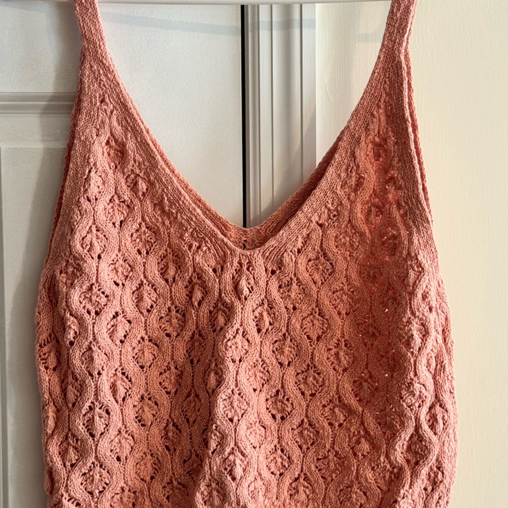 Zara Coral Textured Knit Sleeveless Tank